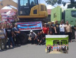 Wartawan Kotamobagu Berikan Bantuan Ratusan Paket Makanan dan Satu Unit Ekskavator 