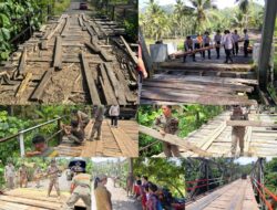 Akses Jembatan Rusak, Sat Brimob B Pelopor Rehab Jembatan Penghubung Dua Desa di Kecamatan Dumoga