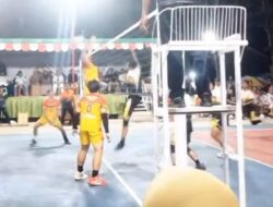 Tim Volly Putra Polres Kotamobagu Tumbangkan Tim Voly Ball putra asal Desa mokodite dengan skor 3-0