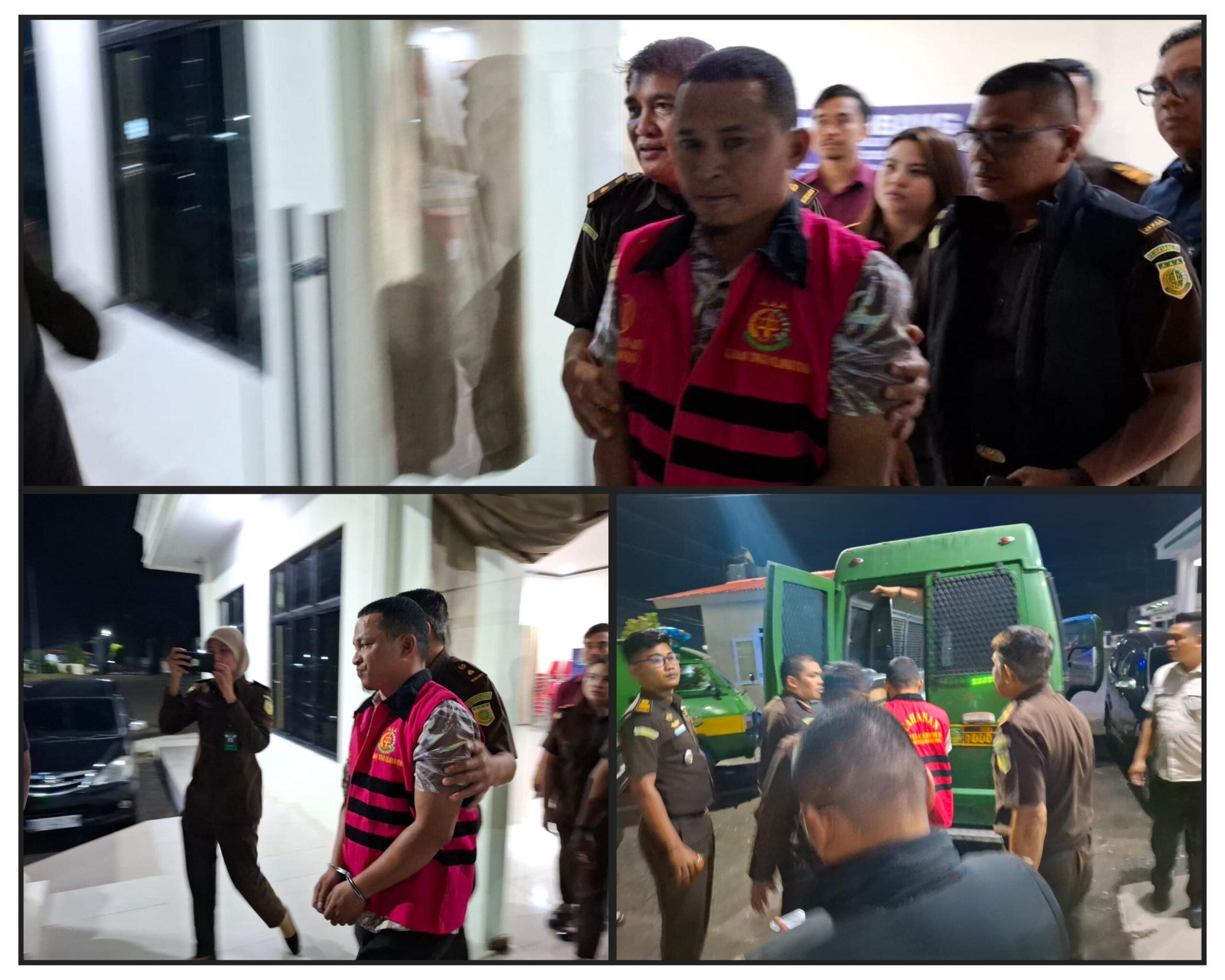 Tersangka AK Alias Arga Memakai Rompi Pink Saat Menuju Mobil Tahanan Kejari Kotamobagu. (Dok)