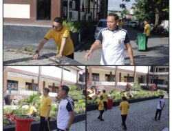 Dukung Program Indonesia Asri, Kapolres Kotamobagu Pimpin Korve Bersih-Bersih Mako