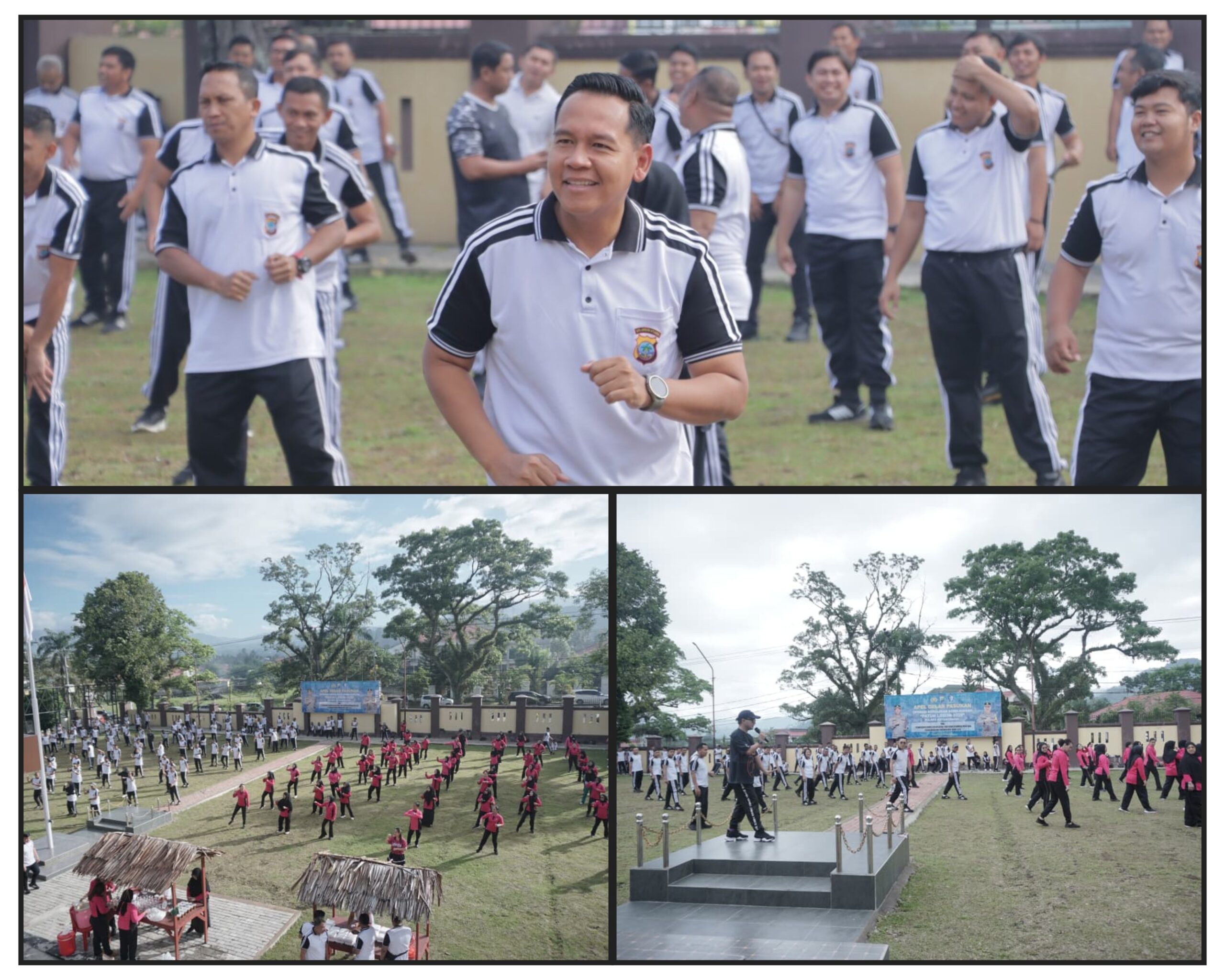 Nampak Kapolres Irwanto, PJU Serta Bhayangkari Gelar Olahraga Bersama Bertempat di Lapangan Polres Kotamobagu.(Foto:Dok)