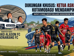 Ketua Askot PSSI Kotamobagu Maichel Bibisa  Dampingi Bupati dan Wabup Bolsel Saksikan Burako Alason FC Tumbangkan Bonawang FC Dengan Skor 7-0
