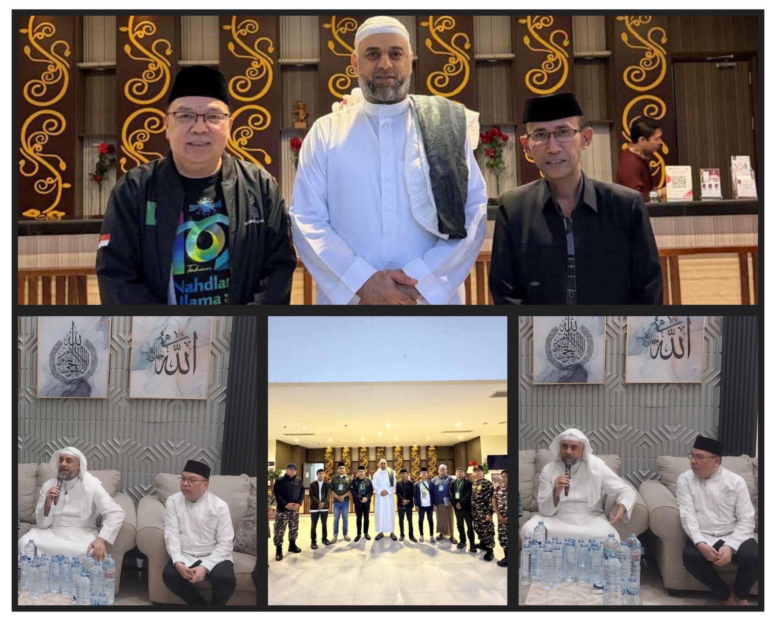 Ketua PCNU Kotamobagu, Nasrun Koto, Pengurus Serta Banser Berfoto Bersama Ulama Besar Syeikh Muhammad Jaber.(Foto:Dok)