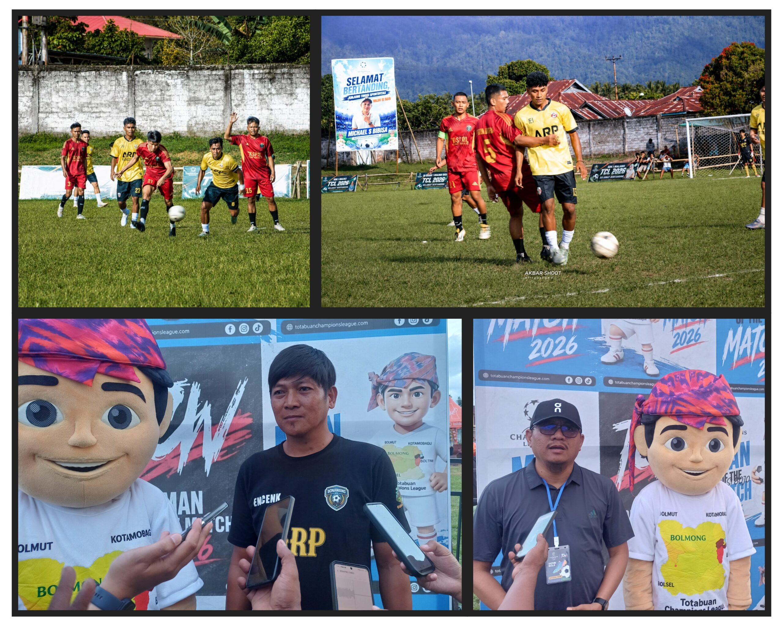 Nampak di Kolase Foto: Pemain Bonawang FC dan Putran Jaton Ikhwan Saat berlaga. Dan Manager Bonawang Fc Ardiansyah Ololah Serta Coach Andi Daun Memberikan Keterangan Pers. ( Foto: Jp)