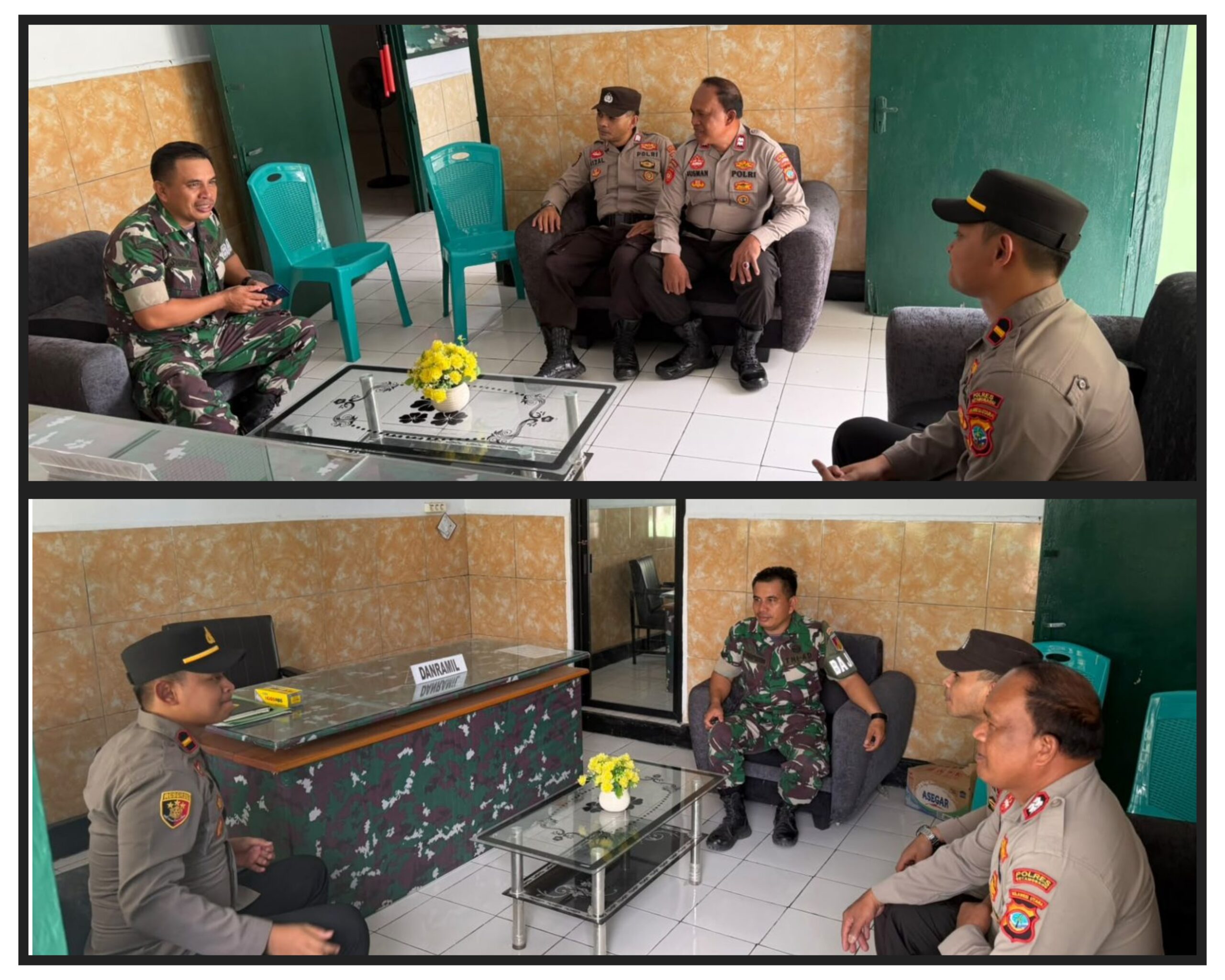 Nampak, Kapolsek Kotamobagu Utara, Ipda Magenda Dimas Andrianto, S.Tr.K., M.H., Bersama Personel Sambangi Koramil Passi. (Foto:Dok)