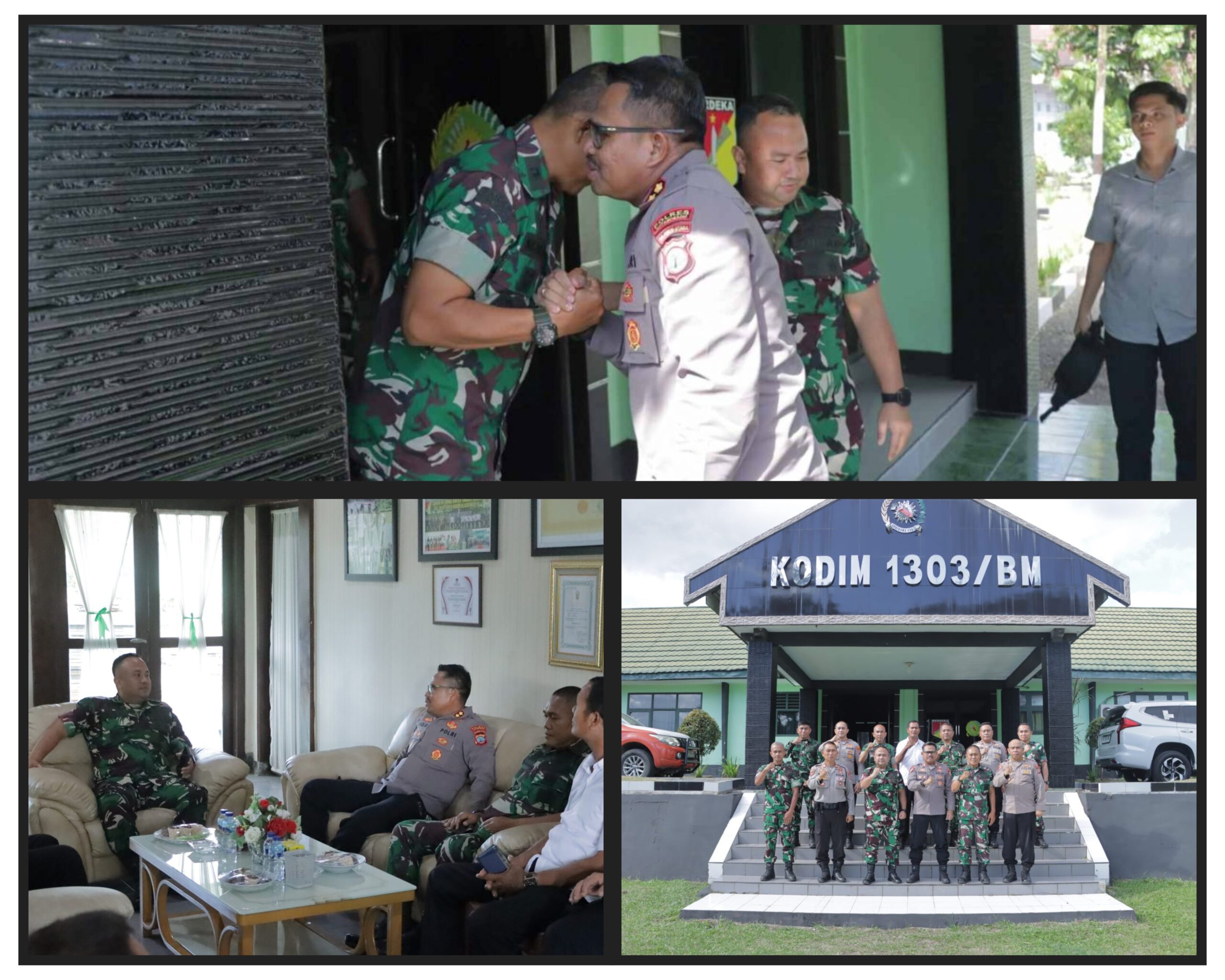 Nampak Kapolres AKBP Abdul Kholik bersama PJU Polres Kotamobagu Saat Bersilaturahmi Dengan Pjs. Dandim 1303/Bolmong Letkol Czi Yuda Hefrisal SH. (Foto: Dok)