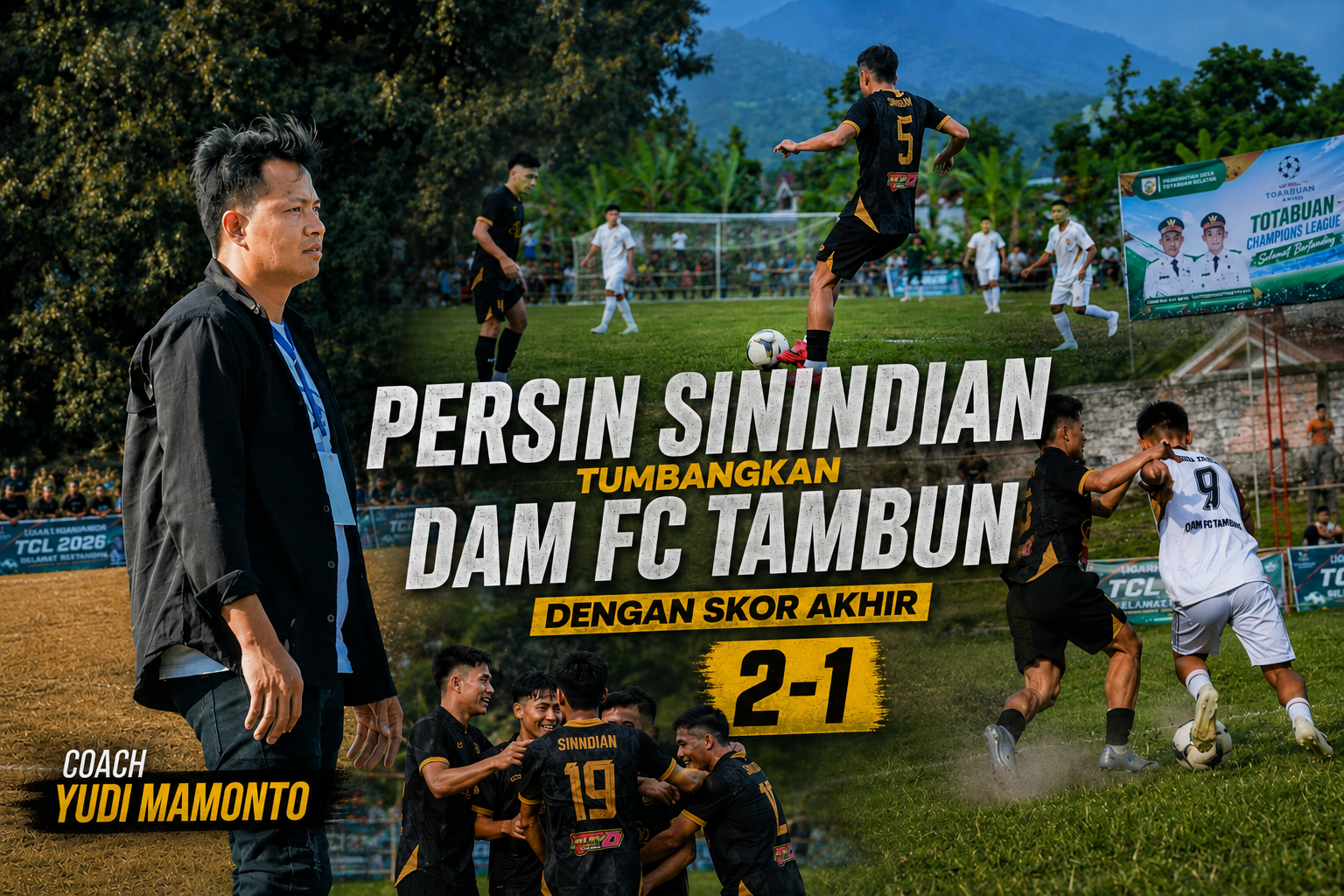 Nampak Coach Yudi Mamonto Saat Berada di Pinggir Lapangan Memberikan Arahan Kepada Pemain Persin Sinindian.(Foto: Dok)