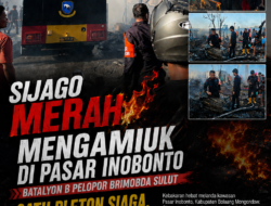 Sijago Merah Mengamuk di Pasar Inobonto, Batalyon B Pelopor Brimobda Sulut Kerangkan, Dua Unit AWC Serta Satu Unit Mobil Ambulance