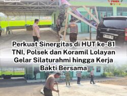 Kompak! Polsek dan Koramil Lolayan Gelar Kerja Bakti Sambut HUT ke-81 TNI