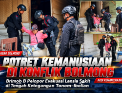 Potret Kemanusiaan di Konflik Bolmong: Brimob B Pelopor Evakuasi Lansia Sakit di Tengah Ketegangan Tonom-Ibolian